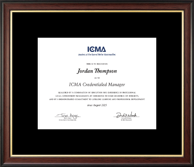 International City County Management Association certificate frame - Certificate Frame in Studio Gold