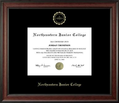 Northeastern Junior College diploma frame - Gold Embossed Diploma Frame in Studio