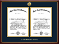 United States Naval Academy Gold Engraved Double Diploma Frame in Galleria