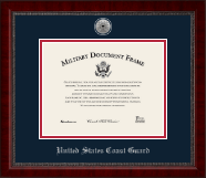 United States Coast Guard Silver Engraved Medallion Certificate Frame in Sutton