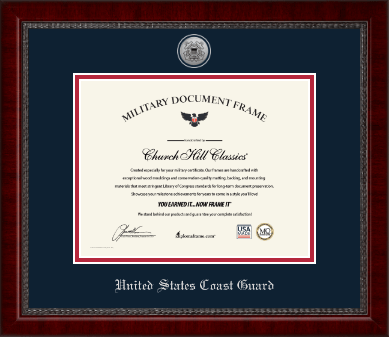 United States Coast Guard certificate frame - Silver Engraved Medallion Certificate Frame in Sutton