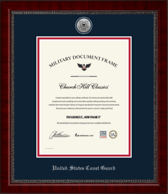 United States Coast Guard certificate frame - Silver Engraved Medallion Certificate Frame in Sutton