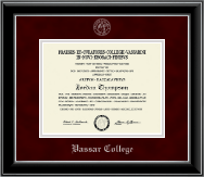 Vassar College Silver Embossed Diploma Frame in Onyx Silver