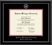 Indiana Wesleyan University  Silver Embossed Diploma Frame in Onyx Silver