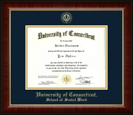 University of Connecticut School of Social Work Gold Embossed Diploma Frame in Murano