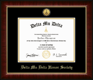 Delta Mu Delta Honor Society diploma frame - Gold Engraved Medallion Diploma Frame in Murano