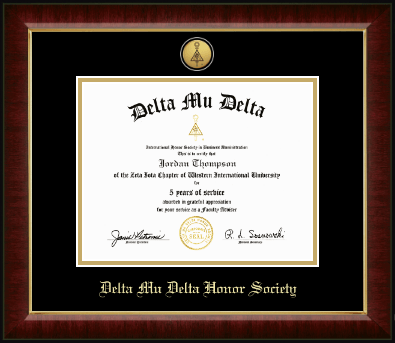 Delta Mu Delta Honor Society diploma frame - Gold Engraved Medallion Certificate Frame in Murano