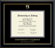 University at Albany State University of New York Gold Embossed Diploma Frame in Onyx Gold
