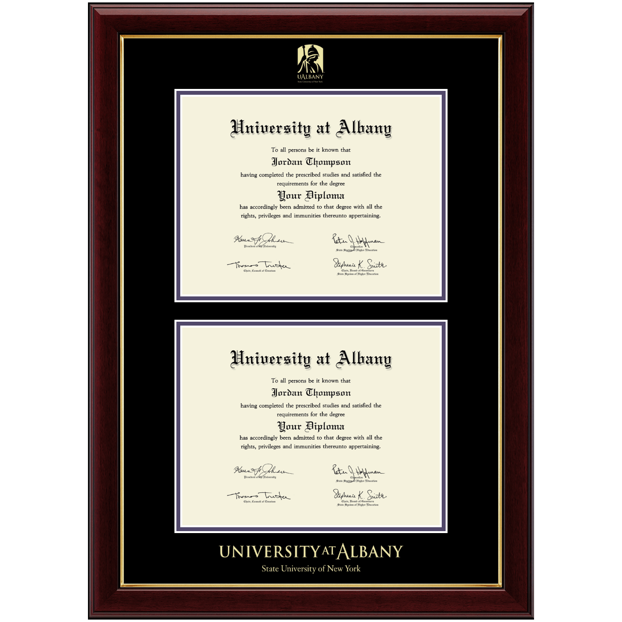 Double Document Diploma Frame in Gallery University at Albany State