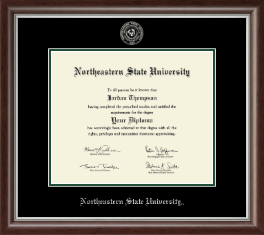Northeastern State University Tahlequah diploma frame - Master's - Silver Embossed Diploma Frame in Devonshire