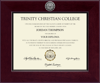 Trinity Christian College diploma frame - Century Silver Engraved Diploma Frame in Cordova