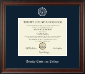 Trinity Christian College Silver Embossed Diploma Frame in Studio