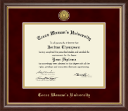 Texas Woman's University diploma frame - Gold Engraved Medallion Diploma Frame in Hampshire