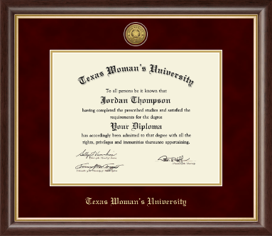 Texas Woman's University diploma frame - Gold Engraved Medallion Diploma Frame in Hampshire