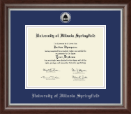 University of Illinois Springfield Silver Engraved Medallion Diploma Frame in Devonshire