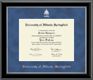 University of Illinois Springfield Silver Embossed Diploma Frame in Onyx Silver
