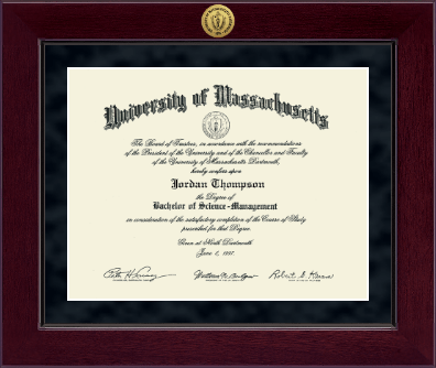 University of Massachusetts Dartmouth diploma frame - Millennium Gold Engraved Diploma Frame in Cordova