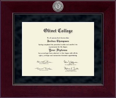 Olivet College diploma frame - Millennium Silver Engraved Diploma Frame in Cordova