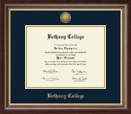 Bethany College in Kansas Gold Engraved Medallion Diploma Frame in Hampshire
