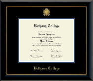 Bethany College in Kansas Gold Engraved Medallion Diploma Frame in Onyx Gold