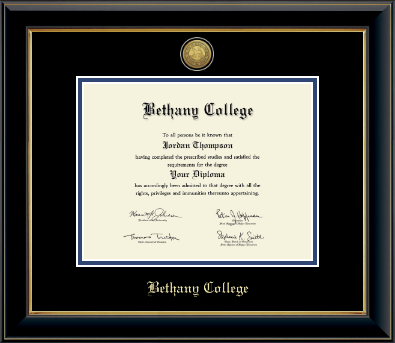 Bethany College in Kansas diploma frame - Gold Engraved Medallion Diploma Frame in Onyx Gold