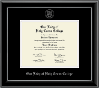 Our Lady of Holy Cross College Silver Embossed Diploma Frame in Onyx Silver