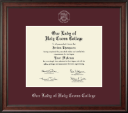 Our Lady of Holy Cross College diploma frame - Silver Embossed Diploma Frame in Studio