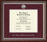 Our Lady of Holy Cross College Silver Engraved Medallion Diploma Frame in Devonshire