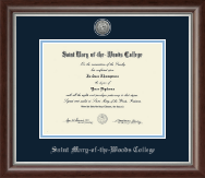 Saint Mary-of-the-Woods College diploma frame - Silver Engraved Medallion Diploma Frame in Devonshire