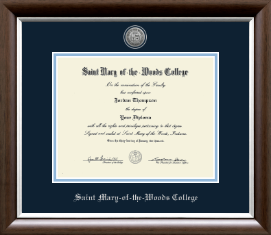 Saint Mary-of-the-Woods College diploma frame - Silver Engraved Medallion Diploma Frame in Devonshire