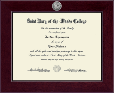 Saint Mary-of-the-Woods College diploma frame - Century Silver Engraved Diploma Frame in Cordova