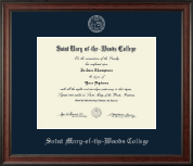 Saint Mary-of-the-Woods College Silver Embossed Diploma Frame in Studio
