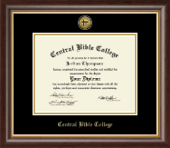 Central Bible College Gold Engraved Medallion Diploma Frame in Hampshire