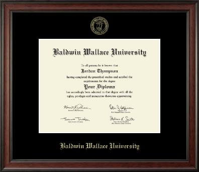 Baldwin Wallace University diploma frame - Gold Embossed Diploma Frame in Studio