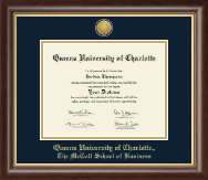 Queens University of Charlotte Gold Engraved Medallion Diploma Frame in Hampshire
