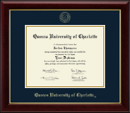 Queens University of Charlotte Gold Embossed Diploma Frame in Gallery