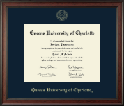 Queens University of Charlotte Gold Embossed Diploma Frame in Studio