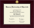 Queens University of Charlotte Century Gold Engraved Diploma Frame in Cordova
