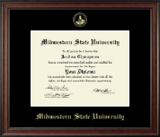 Midwestern State University Gold Embossed Diploma Frame in Studio