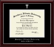 Southern Illinois University School of Medicine Silver Embossed Diploma Frame in Gallery Silver