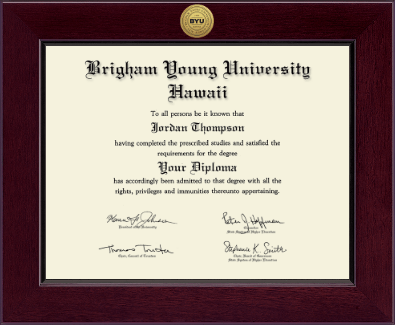 Brigham Young University Hawaii diploma frame - Century Gold Engraved Diploma Frame in Cordova