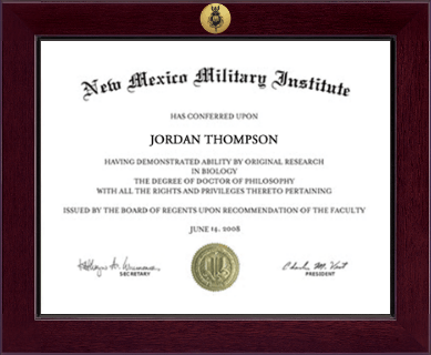 New Mexico Military Institute diploma frame - Century Gold Engraved Diploma Frame in Cordova