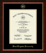 West Virginia University Gold Embossed Diploma Frame in Murano