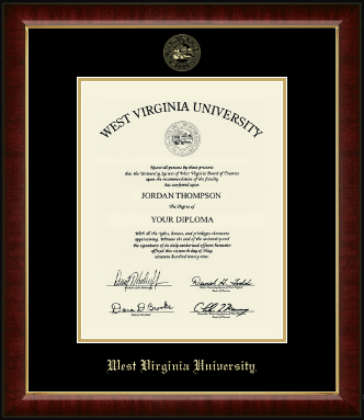 West Virginia University diploma frame - Gold Embossed Diploma Frame in Murano