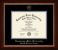 Louisiana State University Health Sciences Center Gold Embossed Diploma Frame in Murano