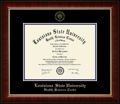 Louisiana State University Health Sciences Center diploma frame - Gold Embossed Diploma Frame in Murano