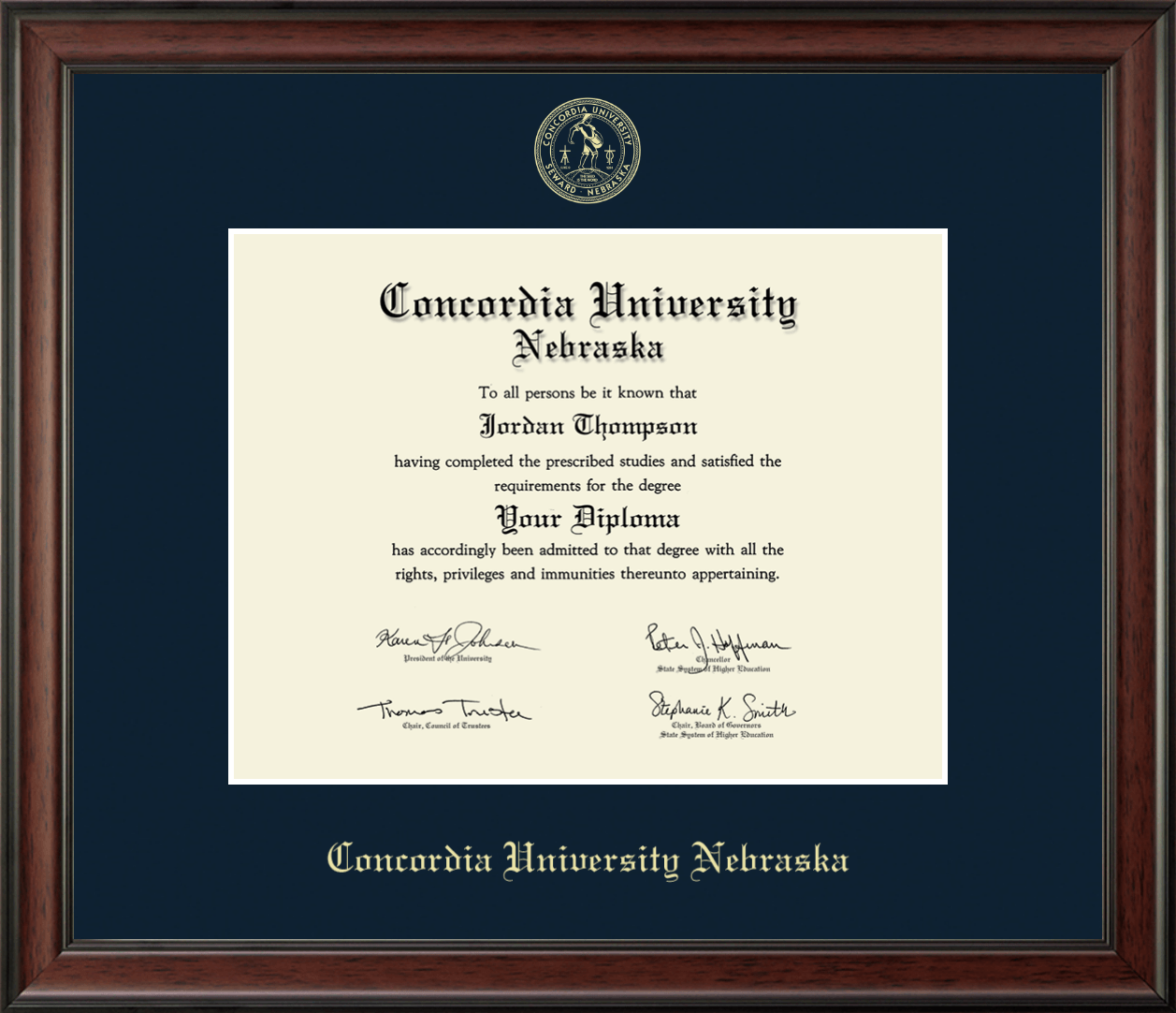 Concordia University in Nebraska Gold Embossed Diploma Frame in Studio