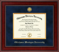 Oklahoma Wesleyan University Presidential Gold Engraved Diploma Frame in Jefferson