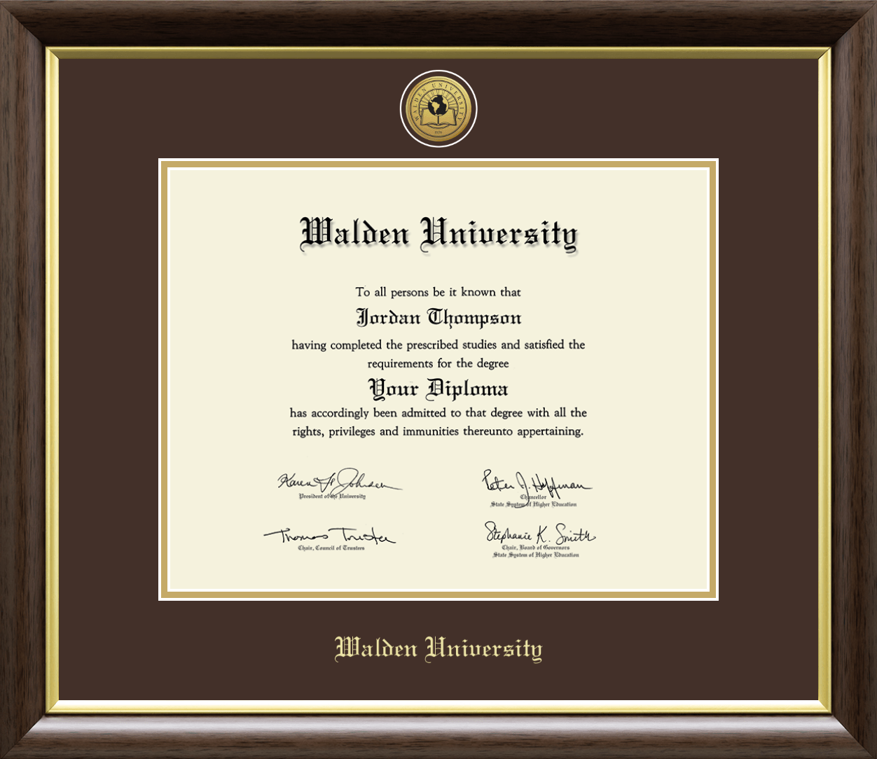 Décor Sports Diploma Frame Laminated Visuals Walden University Mahogany
