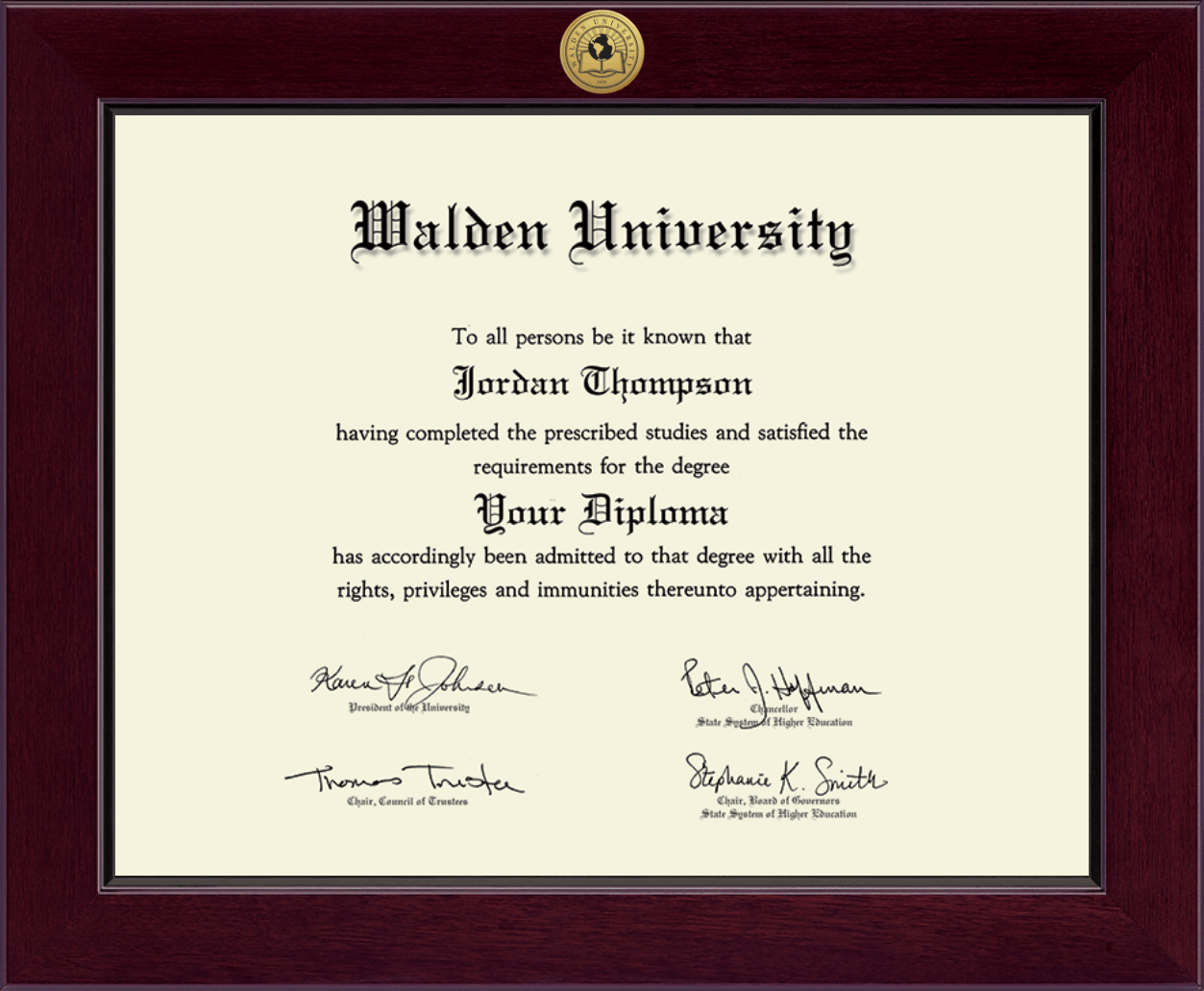 Walden University Century Gold Engraved Diploma Frame In Cordova Item 254309 Century Gold Engraved Diploma Frame